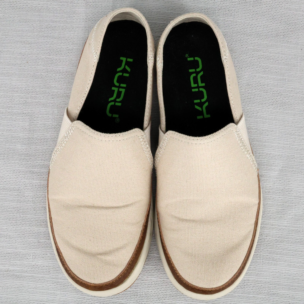 Kuru Shoes Womens 6 M Beige Canvas Roam Alta Slip On Sneakers Loafers Flats - Picture 2 of 14